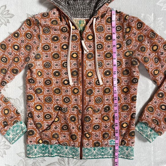 Billabong Reversible Retro Bohemian Multicolored Cotton Hoodie Jacket Large - Picture 12 of 16